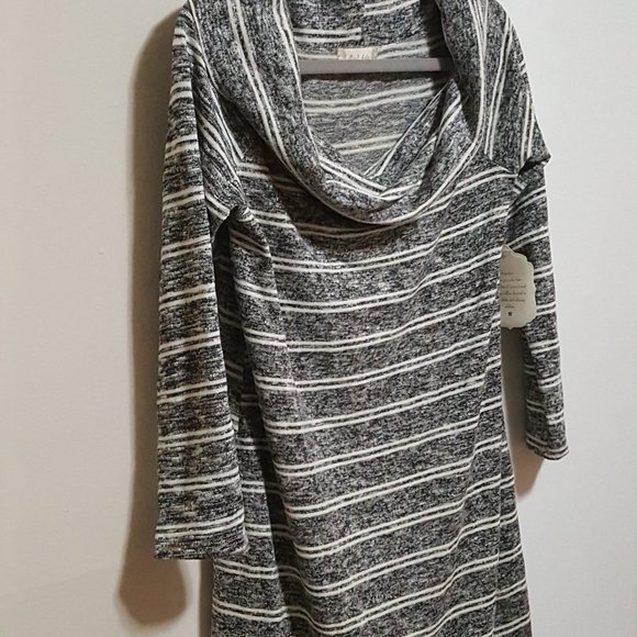NWT Altar'd State Gray Stripe Cowl Neck Dress - Picture 6 of 10